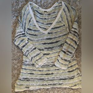 Free People colourful thread, oversized v neck sweater.